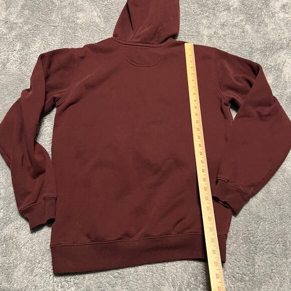 Carhartt Hoodie Mens Small Maroon Graphic Loose Fit Sweatshirt Workwear - Picture 5 of 7